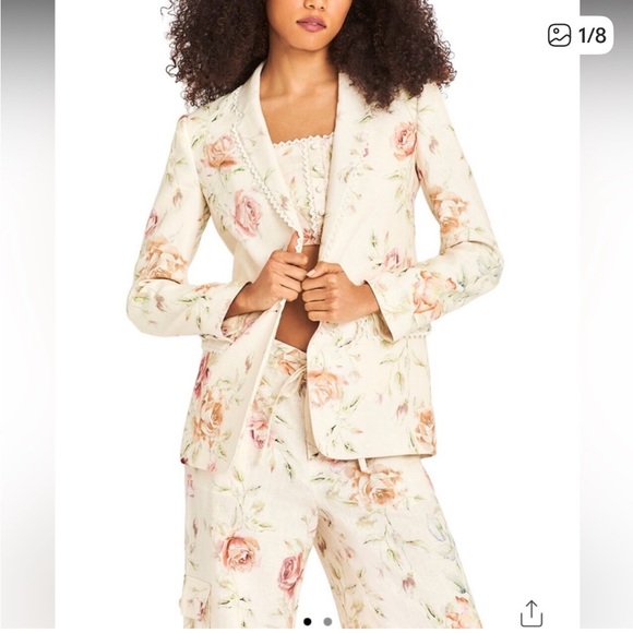 NWT LoveShackFancy Cedric Linen Cargo Pants in Burnt Orange Floral - Picture 3 of 5